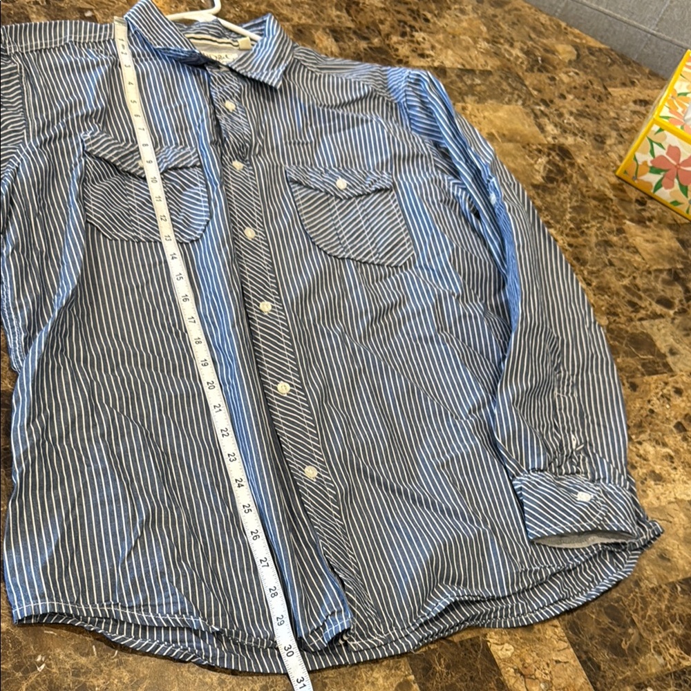 PD&C Men's Blue Striped Shirt Size Extra Large - Picture 4 of 8